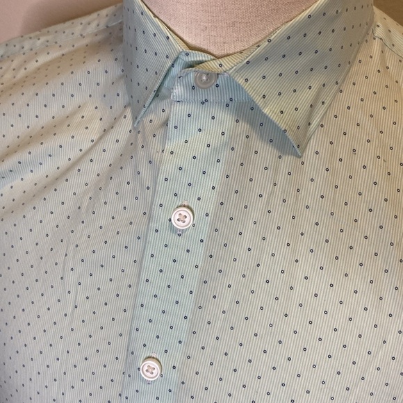 Express Slim Fit Casual Button Down Shirt in Green Pattern Print (sz L/G) - Picture 5 of 8